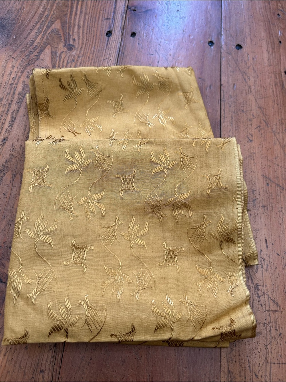 2 Fabric Panels Looks like spun gold Vintage 19" x 63"